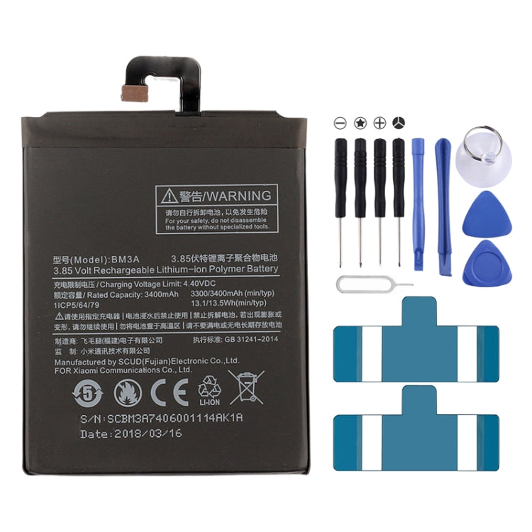 Batteria ai polimeri di litio BM3A 3400mAh per Xiaomi Mi Note 3, For Xiaomi Mi Note 3