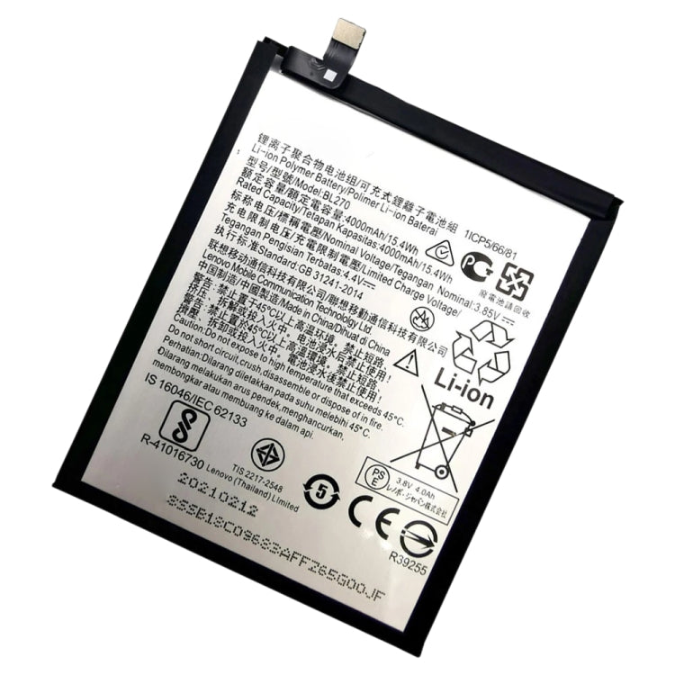 Batteria ai polimeri di litio BL270 da 4000 mAh per Lenovo K6 Note, For Lenovo K6 Note