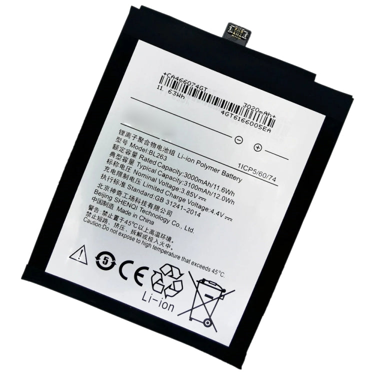 BL263 3100mAh Lithium Polymer Battery for Lenovo ZUK Z2 Pro, For Lenovo ZUK Z2 Pro