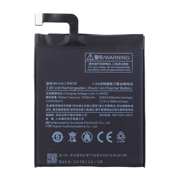 Batteria ai polimeri di litio BM39 3250mAh per Xiaomi Mi 6, For Xiaomi Mi 6