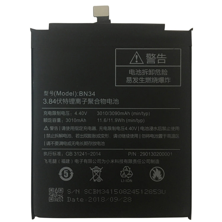 BN34 3010mAh Lithium Polymer Battery for Xiaomi Redmi 5A, For Xiaomi Redmi 5A