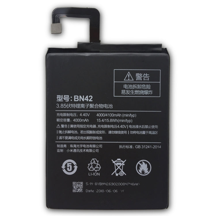 BN42 4000mAh Lithium Polymer Battery for Xiaomi Redmi 4, For Xiaomi Redmi 4