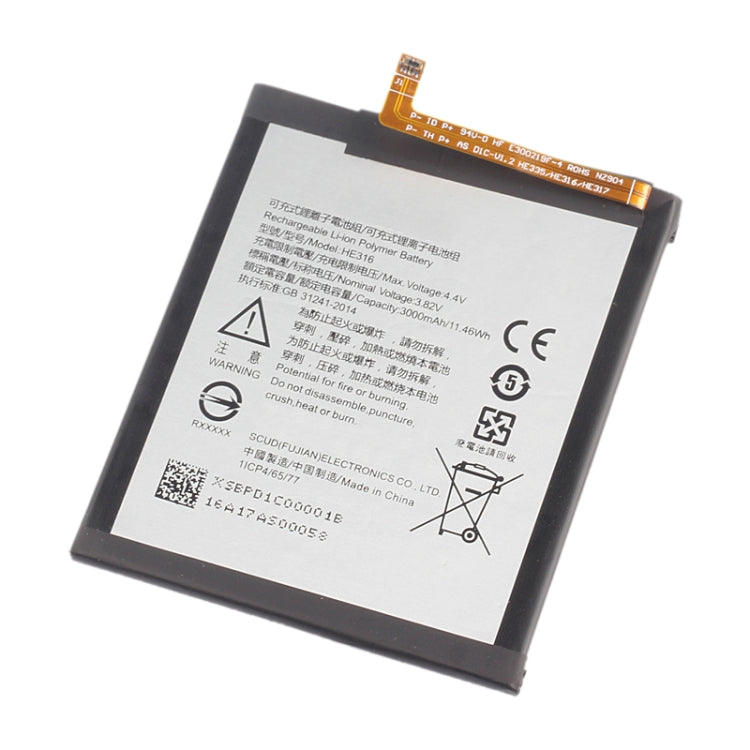 Batteria ai polimeri di litio HEX16 per Nokia 6 TA-1000 TA-1003, For Nokia 6