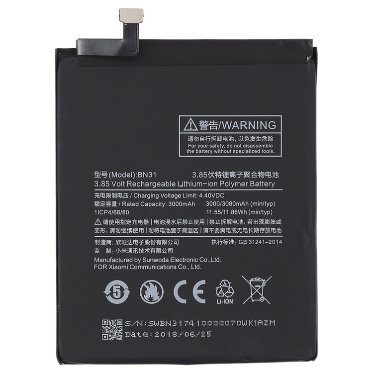 3000mAh Lithium Polymer Battery BN31 for Xiaomi Mi 5X / Note 5A, For Mi 5X / Note 5A