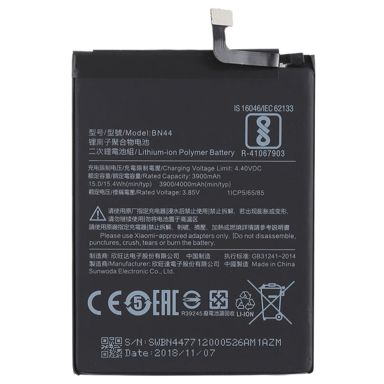 Batteria ai polimeri di litio 3900mAh BN44 per Xiaomi Redmi 5 Plus, For Redmi 5 Plus