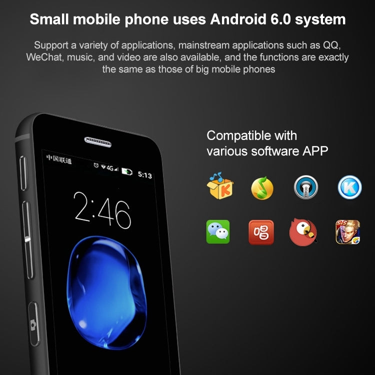 2,45 pollici, Android 5.1 MTK6580 Quad Core, supporto Bluetooth/WiFi, rete: 3G, 1GB+8GB+32GB TF
