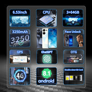 Identificazione facciale, Android 8.1 MTK6737 Quad Core, Rete: 4G, OTG