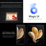 Tripla fotocamera posteriore, Fade ID e identificazione delle impronte digitali laterali, Magic UI 6.0 da 7,9 pollici + 6,45 pollici (Android 12) Qualcomm Snapdragon 8 Gen1 4nm Octa Core fino a 2,995 GHz, Rete: 5G, OTG, NFC, Non supporta Google Play