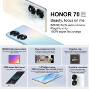 Tripla fotocamera posteriore, identificazione delle impronte digitali sullo schermo, Magic UI 6.1 Dimensity 8000 Octa Core da 6,78 pollici fino a 2,75 GHz, rete: 5G, OTG, NFC, non supporta Google Play, Honor 70 Pro 5G 8GB+256GB, Honor 70 Pro 8GB+256GB