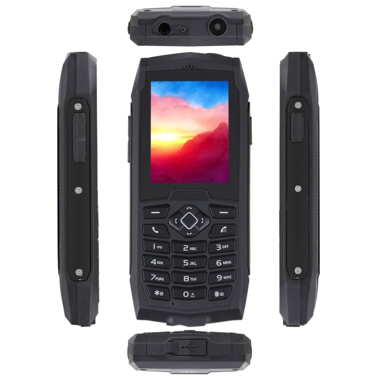 IP68 impermeabile, antipolvere, antiurto, 2,4 pollici, MTK6261D, batteria da 2000 mAh, altoparlante, FM, rete: 2G, doppia SIM