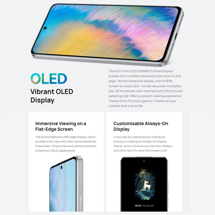 Tripla fotocamera posteriore + fotocamera frontale singola, identificazione delle impronte digitali laterali, HarmonyOS 2.0.1 Qualcomm Snapdragon 680 Octa Core da 6,67 pollici, rete: 4G, OTG, NFC, non supporta Google Play, nova 10 SE 256GB