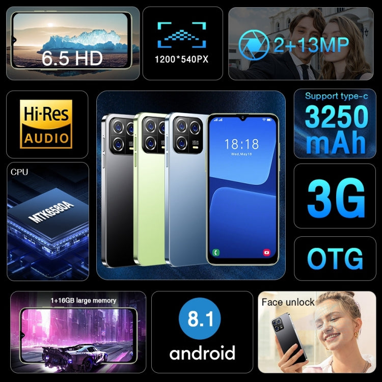 Smartphone Android 8.1 MTK6580A Quad Core 3G OTG 6,5 pollici