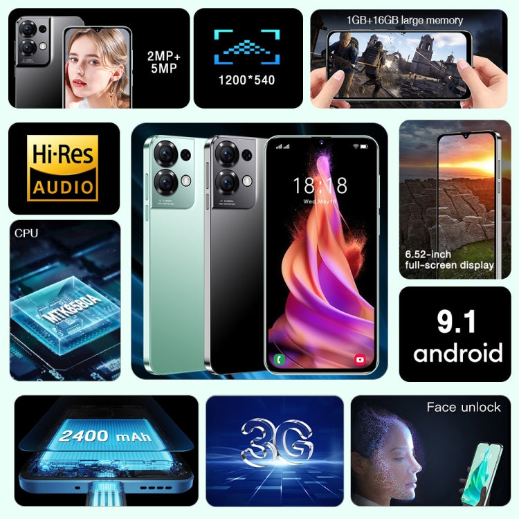 Smartphone Android 9.1 MTK6580A Quad Core 3G 6.52 pollici