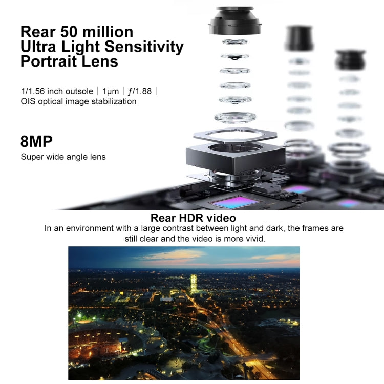 Tripla fotocamera posteriore, identificazione dell'impronta digitale sullo schermo, batteria da 4600 mAh, sistema operativo Android 13 Origin da 6,78 pollici 3 dimensioni 8200 Octa Core fino a 3,1 GHz, OTG, NFC, rete: 5G, 12GB+512GB