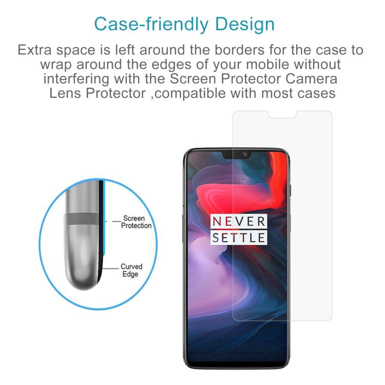 2 pellicole in vetro temperato 0,26 mm 9H 2,5D per OnePlus 6, For 6 (2 PCS)