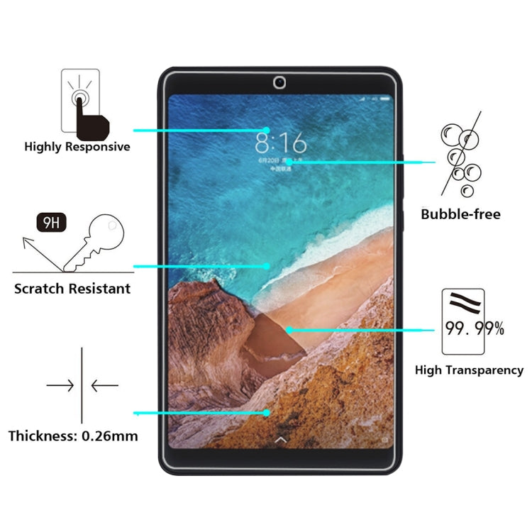 Pellicola in vetro temperato antideflagrante con durezza superficiale 9H da 0,26 mm per Xiaomi Mi Pad 4, Xiaomi Mi Pad 4