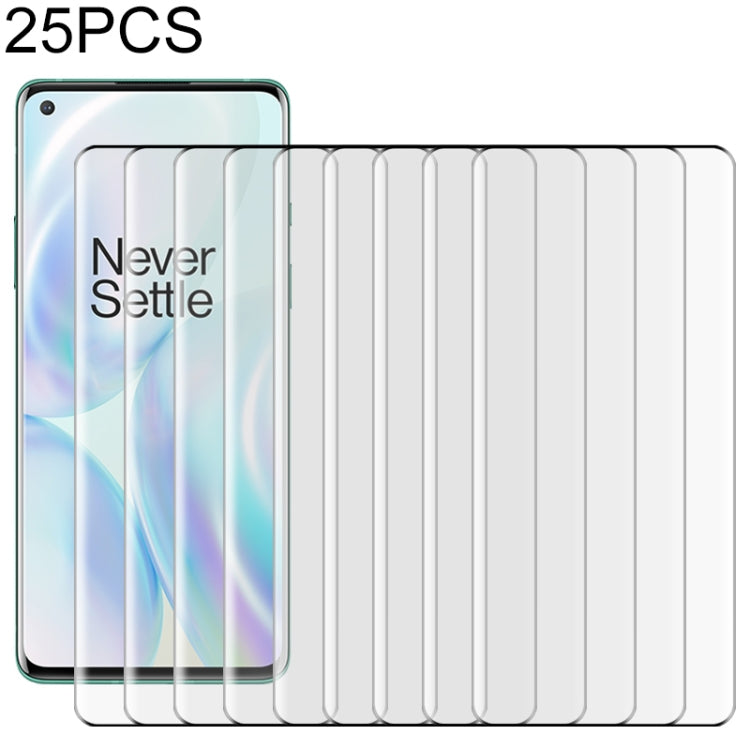 25 pezzi per pellicola in vetro temperato con bordo curvo OnePlus 8 9H 9D, For OnePlus 8