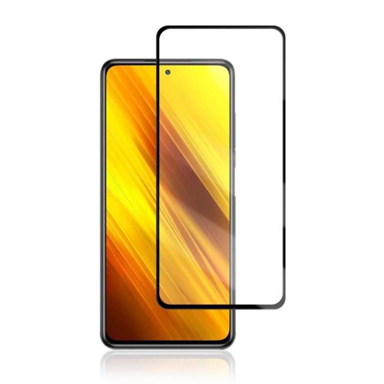 mocolo 0.33mm 9H 2.5D Pellicola in vetro temperato con stampa in seta con colla completa per Xiaomi POCO X3 NFC, supporto sblocco impronte digitali, For Xiaomi POCO X3 NFC
