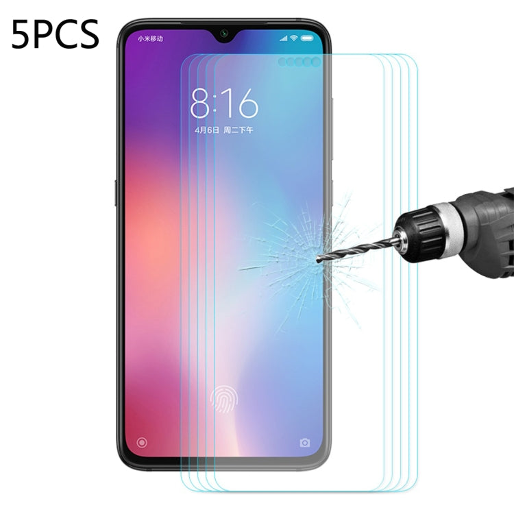 5 PZ ENKAY Hat-Prince 0.26mm 9H 2.5D Pellicola in vetro temperato con bordo curvo per Xiaomi Mi 9, For Xiaomi Mi 9
