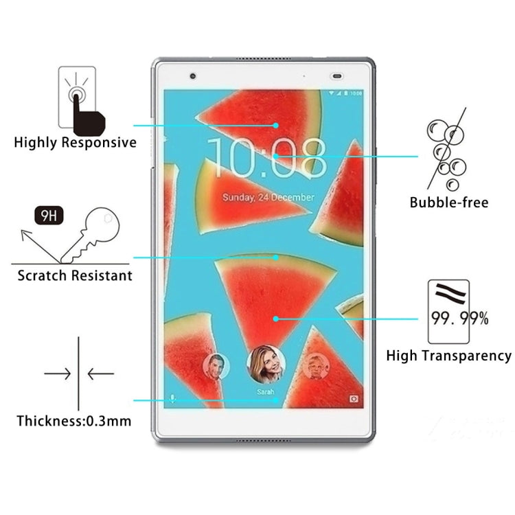 75 PZ per Lenovo Tab4 8 Plus / TB-8704 / TB-8704F Proteggi schermo in vetro temperato con durezza superficiale 0,3 mm 9H, For Tab4 8 Plus