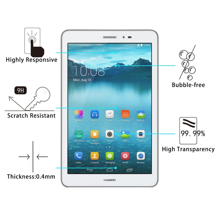 Per HUAWEI MediaPad T2 8.0 Pro 0,4 mm 9H Durezza superficiale Proteggi schermo in vetro temperato a schermo intero, For T2 8.0 Pro