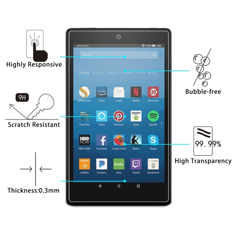 Pellicola in vetro temperato a schermo intero da 75 pezzi 0,3 mm 9H per Amazon Kindle Fire HD 8 2017, For Fire HD 8 2017 (75pcs)