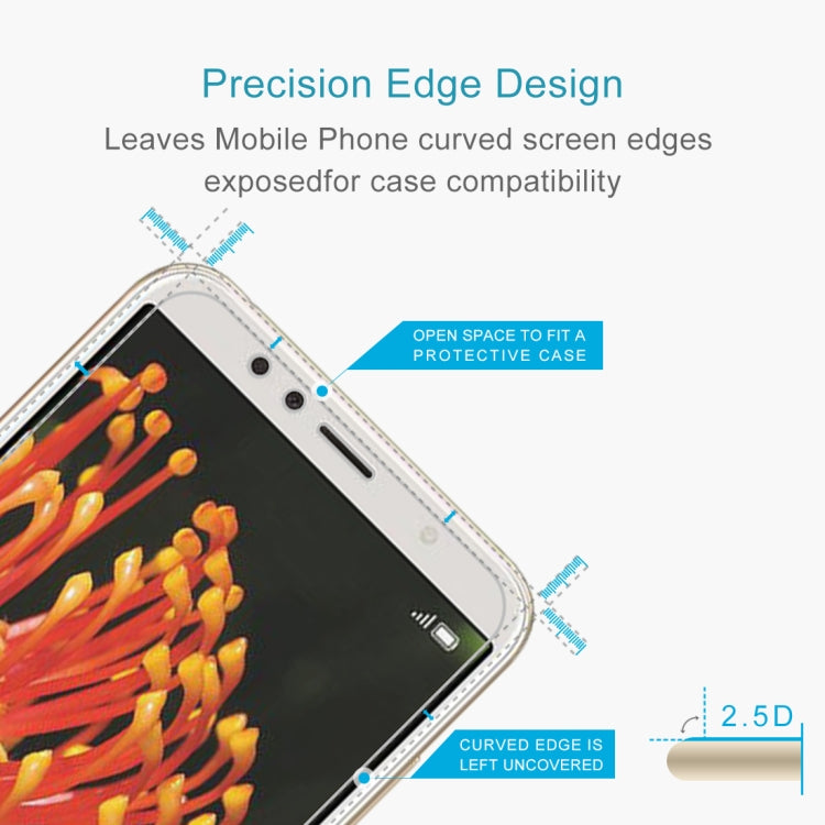 Pellicola in vetro temperato da 50 pezzi 0,26 mm 9H 2,5D per Huawei Y6 2018, senza confezione al dettaglio, For Y6 2018
