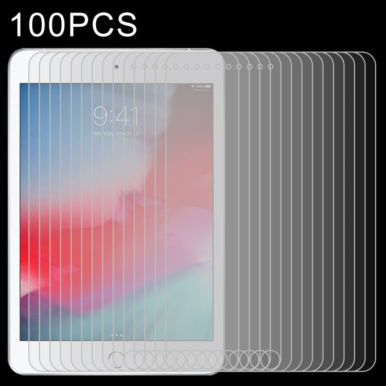 Pellicola in vetro temperato antideflagrante con durezza superficiale 9H da 100 pezzi 0,4 mm per iPad mini 2019, iPad mini 2019