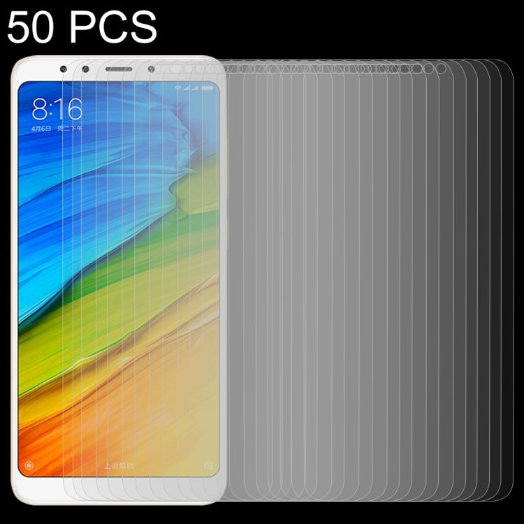 50 PZ per Xiaomi Redmi 5 0,26mm 9H Durezza superficiale 2.5D Pellicola per schermo in vetro temperato antideflagrante, senza confezione al dettaglio, For Redmi 5