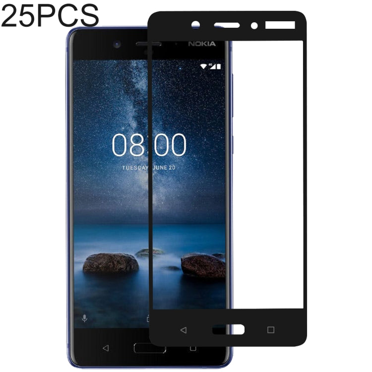 Pellicola proteggi schermo in vetro temperato con colla completa da 25 pezzi per Nokia 8, For Nokia 8