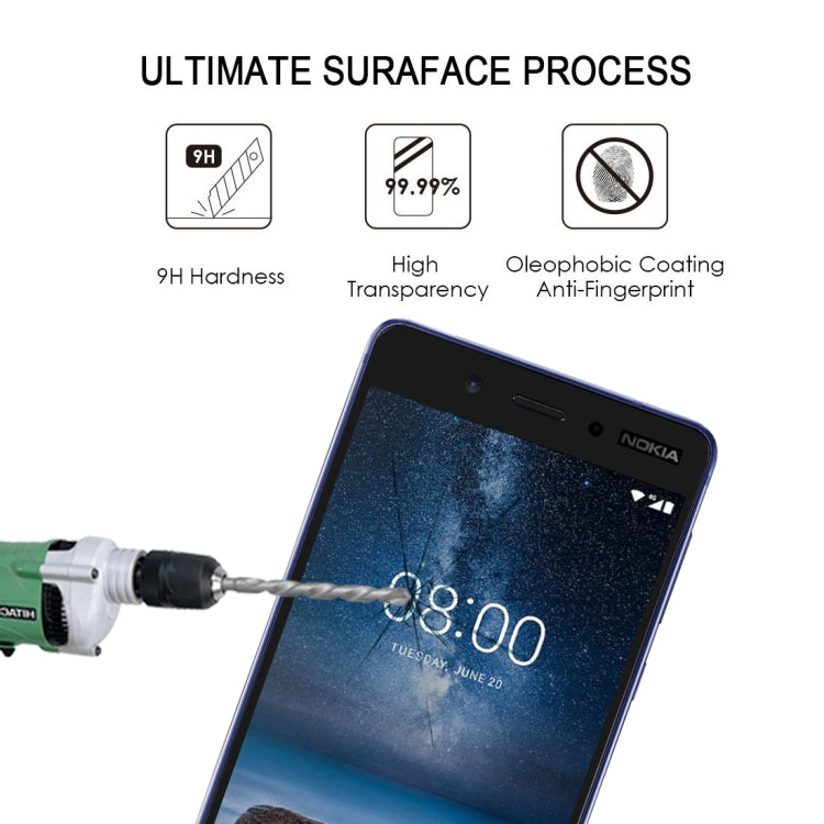 Pellicola proteggi schermo in vetro temperato con colla completa da 25 pezzi per Nokia 5, For Nokia 5