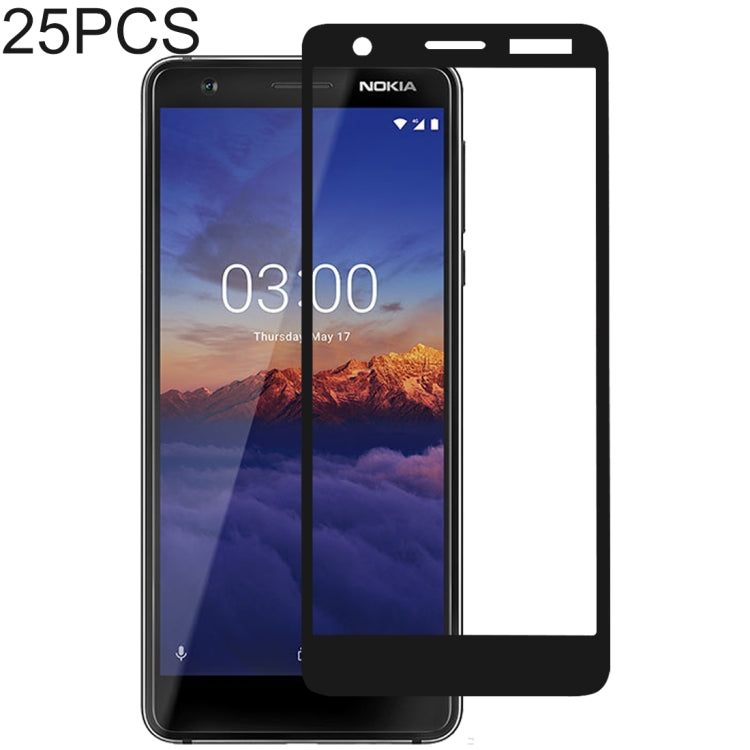 Pellicola salvaschermo in vetro temperato con colla completa da 25 pezzi per Nokia 3.1, For Nokia 3.1