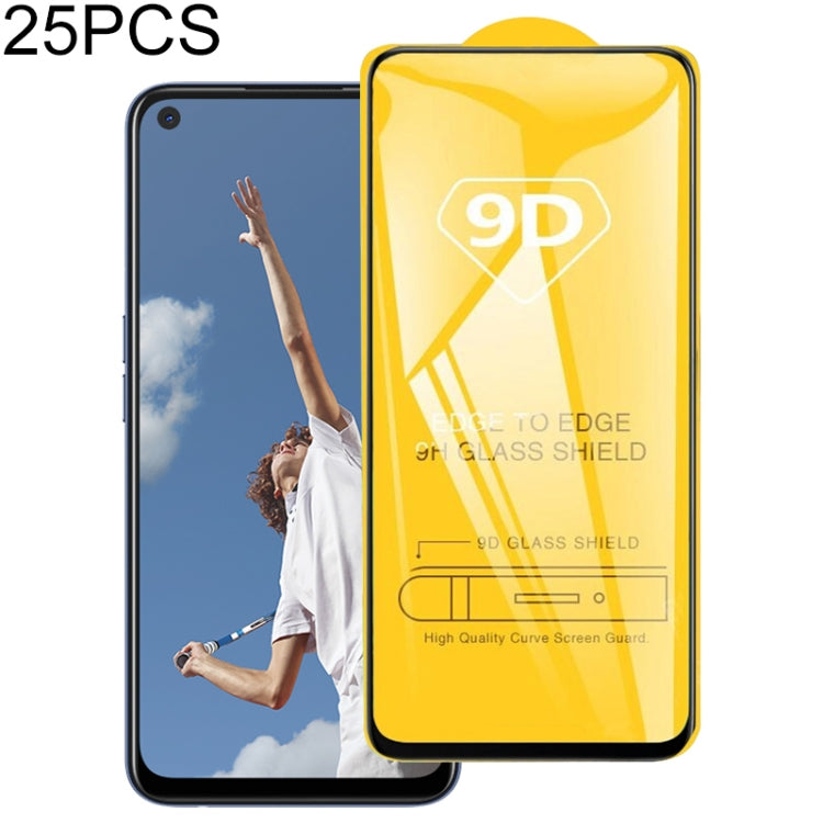 Per OPPO A52 25 PCS 9D Pellicola in vetro temperato a schermo intero con colla completa, For OPPO A52