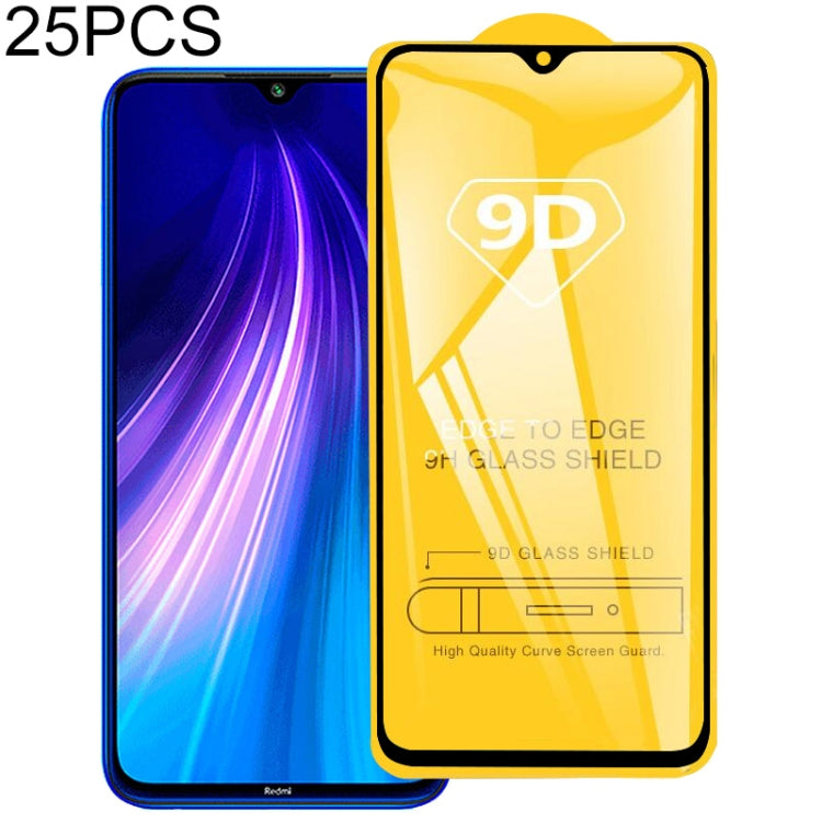 Pellicola vetro temperato 9D per Xiaomi Redmi Note 8T 25 pezzi