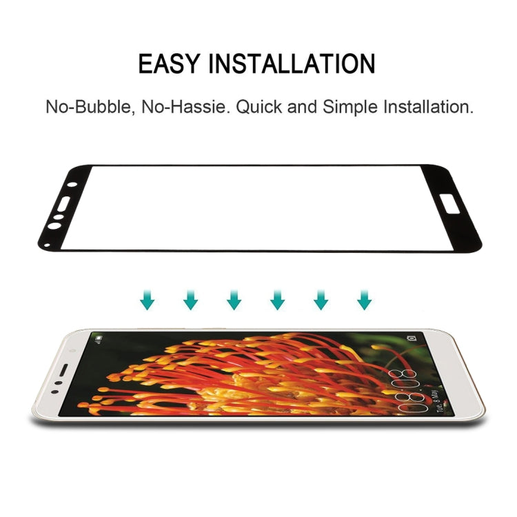 Pellicola a schermo intero in vetro temperato serigrafato antigraffio 9H 2.5D per Huawei Y6 (2018), For Huawei Y6 (2018) (1 PCS) Black, For Y6 (2018) (1 PCS)