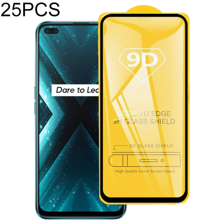 Per OPPO Realme X3 25 PCS 9D Pellicola in vetro temperato a schermo intero con colla completa, For OPPO Realme X3