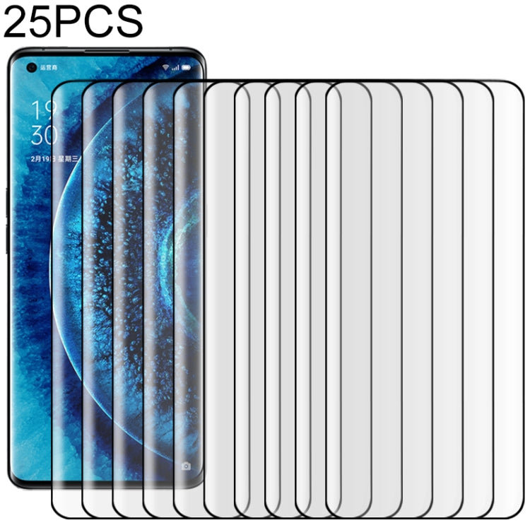 25 pezzi per pellicola in vetro temperato con bordo curvo 3D OPPO Find X2 Pro 9H HD (nero), For OPPO Find X2 Pro(25 PCS), For OPPO Find X2 Pro(Black)(25 PCS)