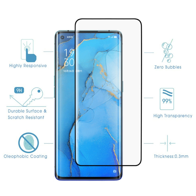 Per OPPO Reno3 Pro 9H HD Pellicola in vetro temperato con bordo curvo 3D (Nero), For OPPO Reno3 Pro(1 PC), For OPPO Reno3 Pro(Black)(1 PC)