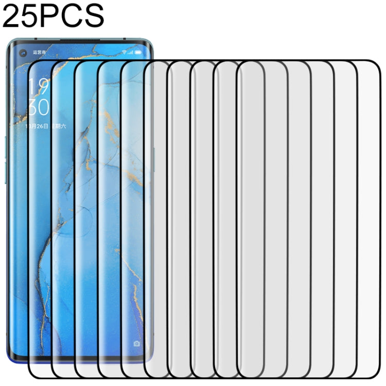 25 pezzi per pellicola in vetro temperato con bordo curvo 3D OPPO Reno3 Pro 9H HD (trasparente), For OPPO Reno3 Pro(25 PCS), For OPPO Reno3 Pro(Black)(25 PCS)