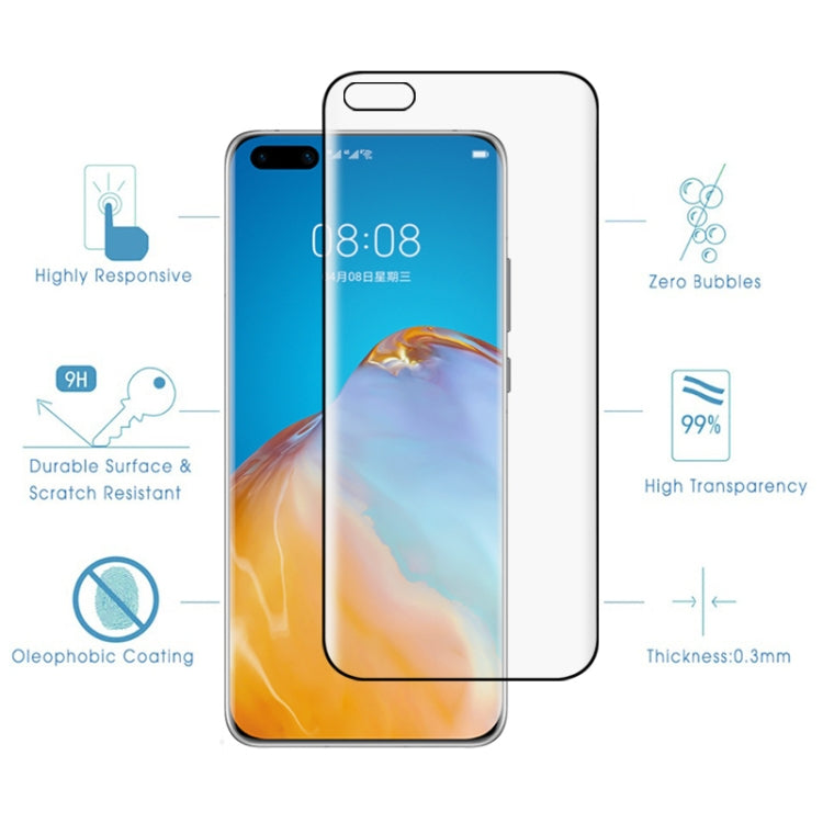 Per Huawei P40 Pro 9H Pellicola in vetro temperato con bordo curvo HD 3D (Nero), For Huawei P40 Pro(Black)(1 PC), For Huawei P40 Pro(1 PC)