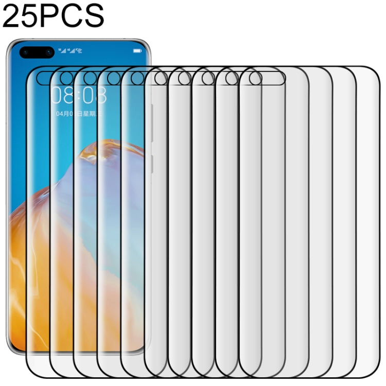 25 pezzi per Huawei P40 Pro 9H HD Pellicola in vetro temperato con bordo curvo 3D (trasparente), For Huawei P40 Pro(25 PCS), For Huawei P40 Pro(Black)(25 PCS)