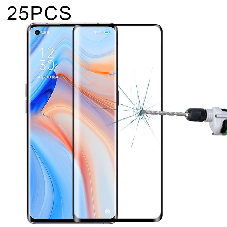 Per OPPO Reno4 Pro 25 PCS Pellicola in vetro temperato a schermo intero con bordo curvo 3D, For OPPO Reno4 Pro