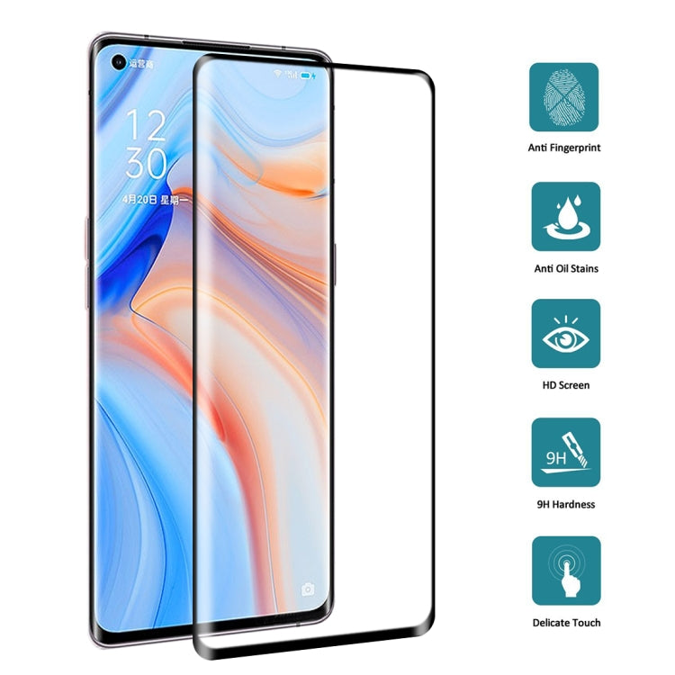 Per OPPO Reno4 Pro Pellicola in vetro temperato a schermo intero con bordo curvo 3D, For OPPO Reno4 Pro