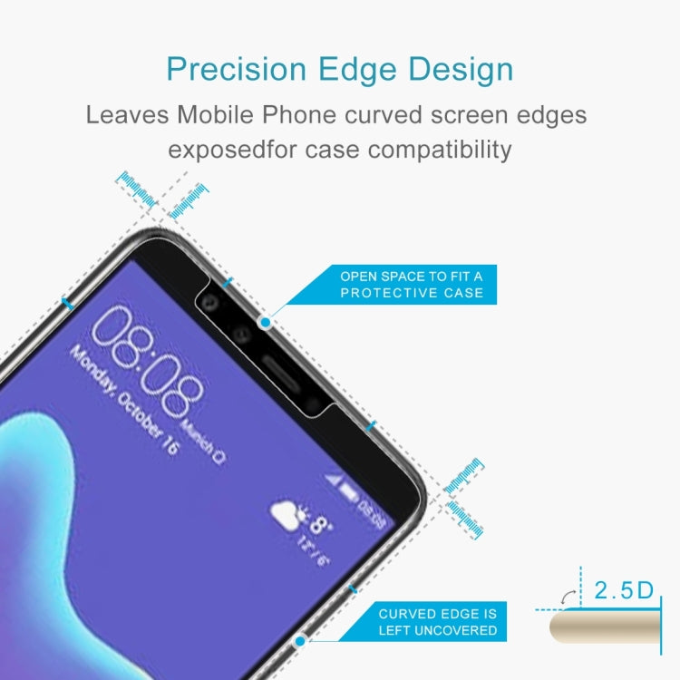 Pellicola in vetro temperato 9H 2.5D da 50 PZ 0,26mm per Huawei Y9 (2018), For Y9 (2018) (50 PCS)