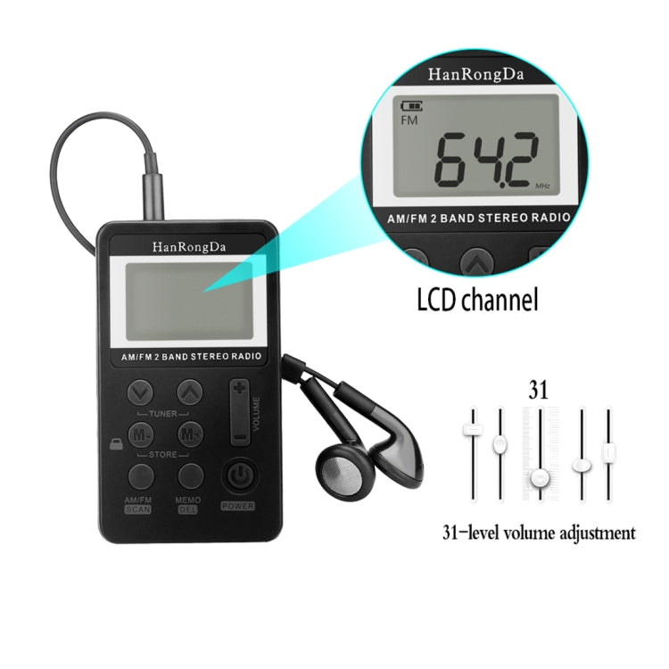 Mini ricevitore radio portatile AM/FM con schermo LCD