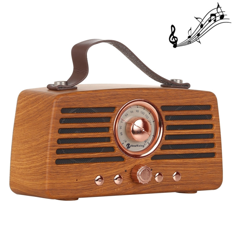 NewRixing NR-4013 Altoparlante FM wireless a mano retrò Manchurian Ash Texture con funzione di chiamata, supporto TF Card e disco U
