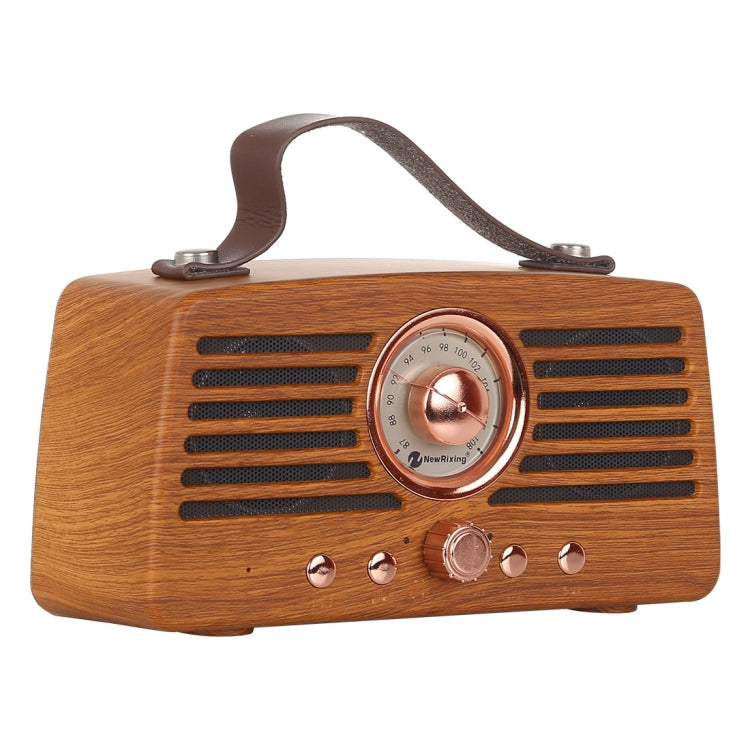 NewRixing NR-4013 Altoparlante FM wireless a mano retrò Manchurian Ash Texture con funzione di chiamata, supporto TF Card e disco U