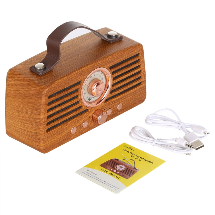 NewRixing NR-4013 Altoparlante FM wireless a mano retrò Manchurian Ash Texture con funzione di chiamata, supporto TF Card e disco U