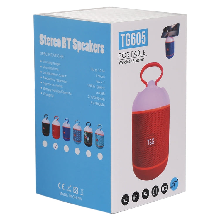 T&G TG605 Altoparlante stereo portatile wireless Bluetooth V5.0, microfono incorporato, supporto chiamate in vivavoce, scheda TF e disco U, audio AUX e FM (blu), TG605