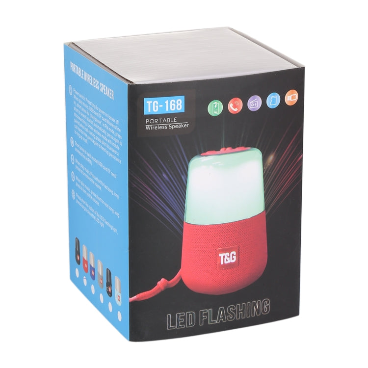 T&G TG168 Altoparlante stereo portatile wireless Bluetooth V5.0 con maniglia, microfono integrato, supporto luce LED lampeggiante e scheda TF e disco U, ingresso AUX e FM, TG168
